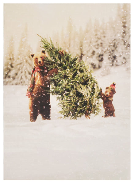 Christmas Greeting Card - Bear and Cub with Christmas Tree