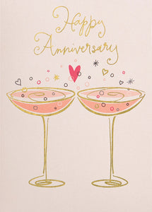 Anniversary Greeting Card - Two Champagne Glasses