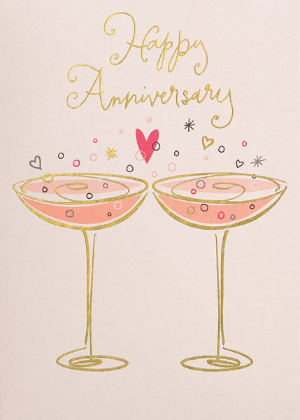 Anniversary Greeting Card - Two Champagne Glasses