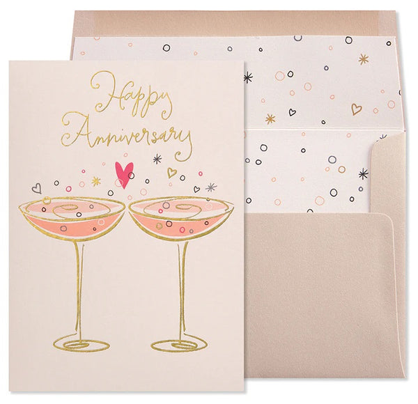 Anniversary Greeting Card - Two Champagne Glasses