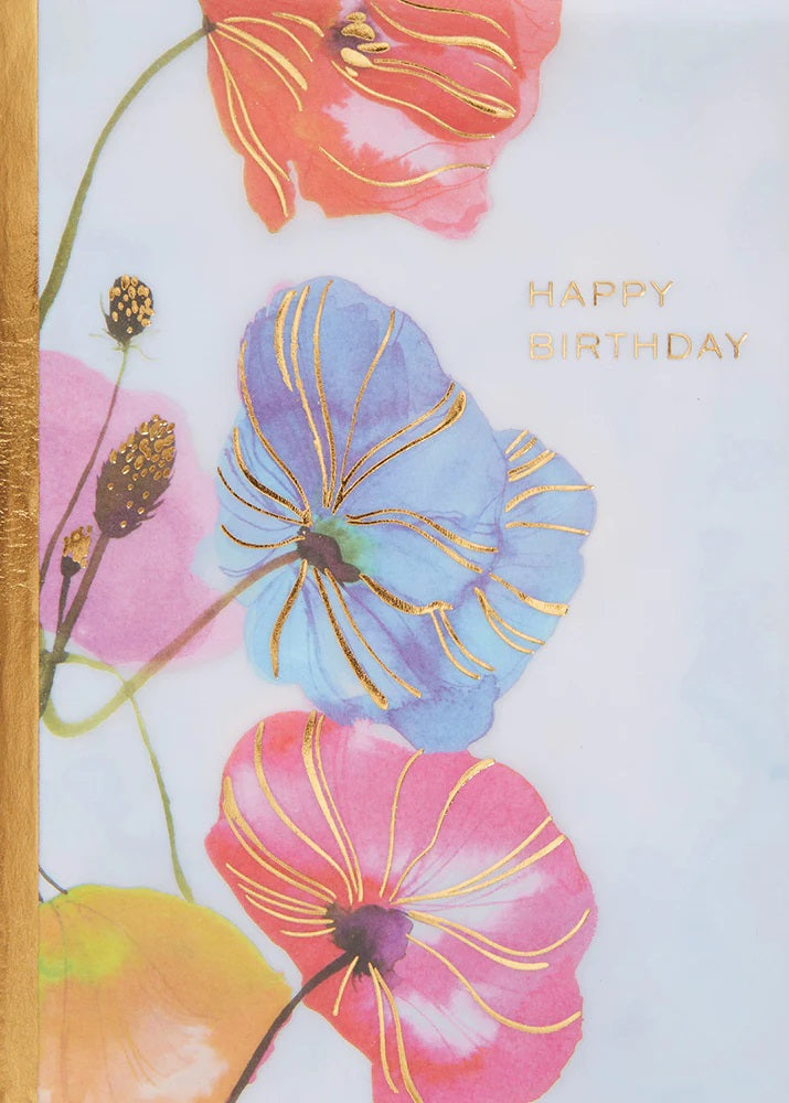 Upscale Birthday Greeting Card  - Three Poppies