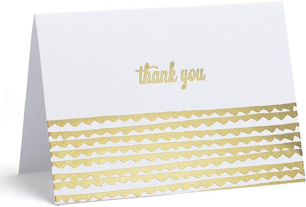 16 ct. Correspondence Set - Gold Foil Thank You Cards and Note Cards