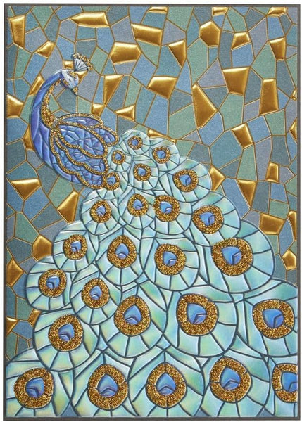 Blank Inside Greeting Card - Peacock Mosaic