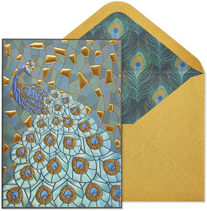 Blank Inside Greeting Card - Peacock Mosaic