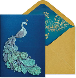 Luxury Birthday Greeting Card - Laser Cut Peacock