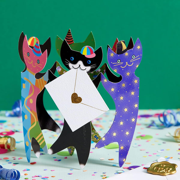Luxury Blank Greeting Card - Cats With Party Hats