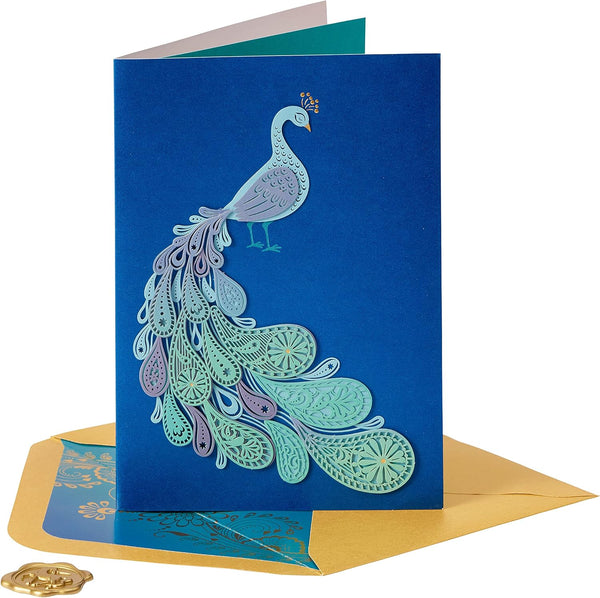 Luxury Birthday Greeting Card - Laser Cut Peacock