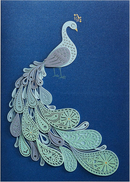 Luxury Birthday Greeting Card - Laser Cut Peacock