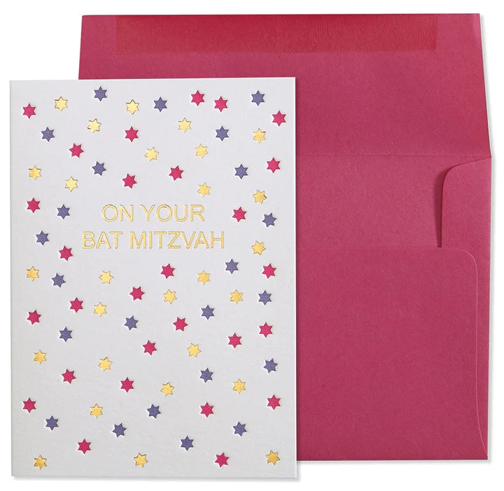 Bat Mitzvah Greeting Card - Letterpress Stars