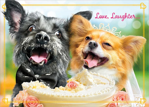 Wedding Greeting Card  - Wedding Dogs and Cake