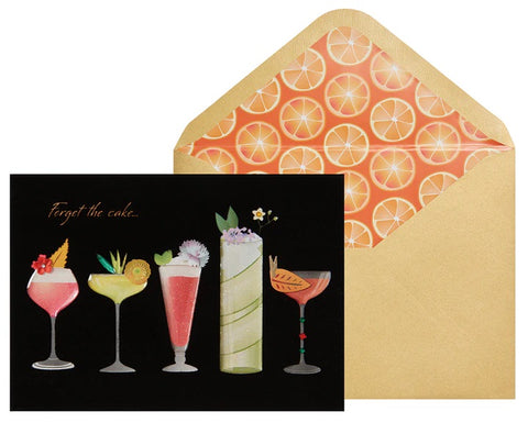 Luxury Birthday Greeting Card - Row of Cocktails