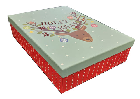 Jumbo Decorative Gift Box - Holly Jolly Reindeer