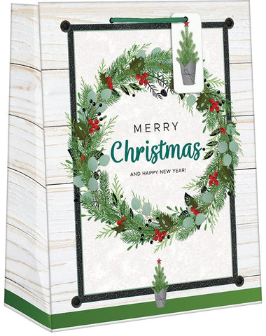 Medium Holiday Gift Bag - Merry Christmas and Happy New Year