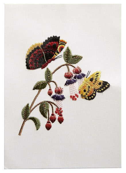 Luxury Blank Greeting Card - Embroidered Butterflies