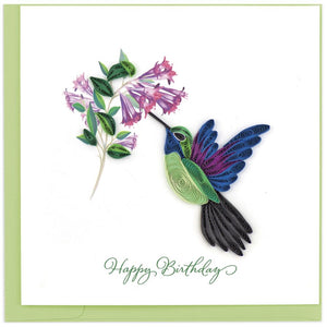 Quilled Paper Birthday Greeting Card - Hummingbird Happy Birthday