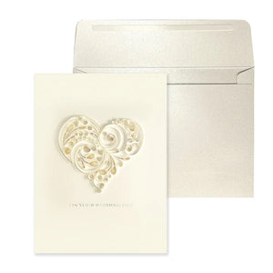 Wedding Greeting Card - Quilled Ivory Heart