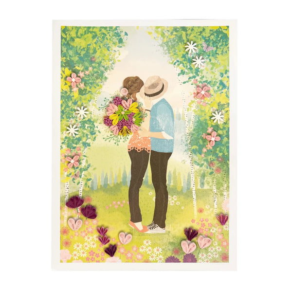 Luxury Romance Greeting Card - Quilled Kissing Couple