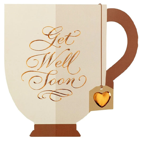 Luxury Get Well Greeting Card - Die-Cut Tea Cup