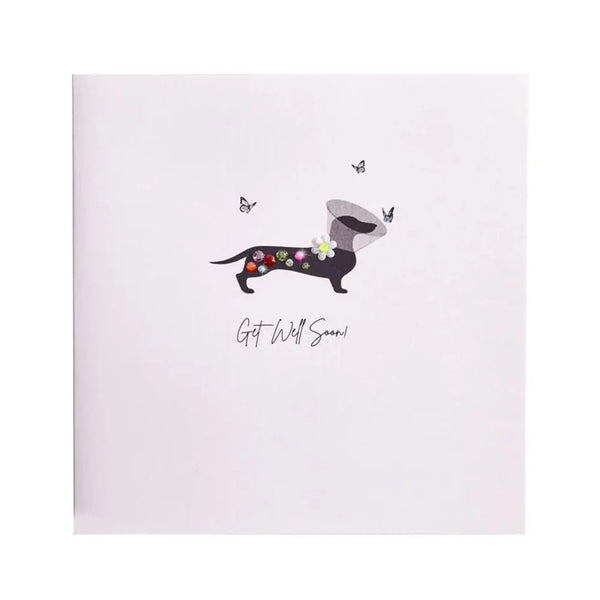 Luxury Get Well Greeting Card - Dog in Cone