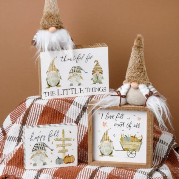 Wood Block Sign - Gnome Happy Fall