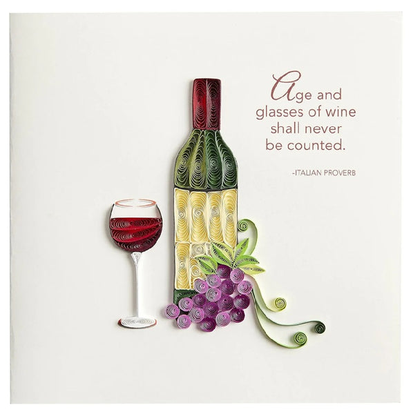 Luxury Birthday Greeting Card - Quilled Wine Bottle