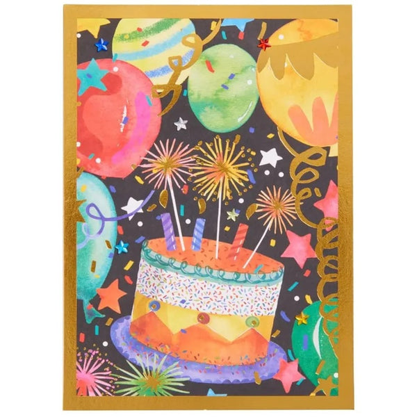 Luxury Birthday Greeting Card - Birthday Icons on Black