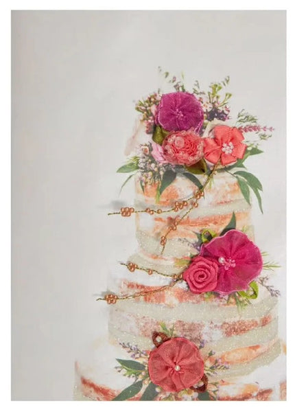 Luxury Wedding Greeting Card - Cake With Flowers