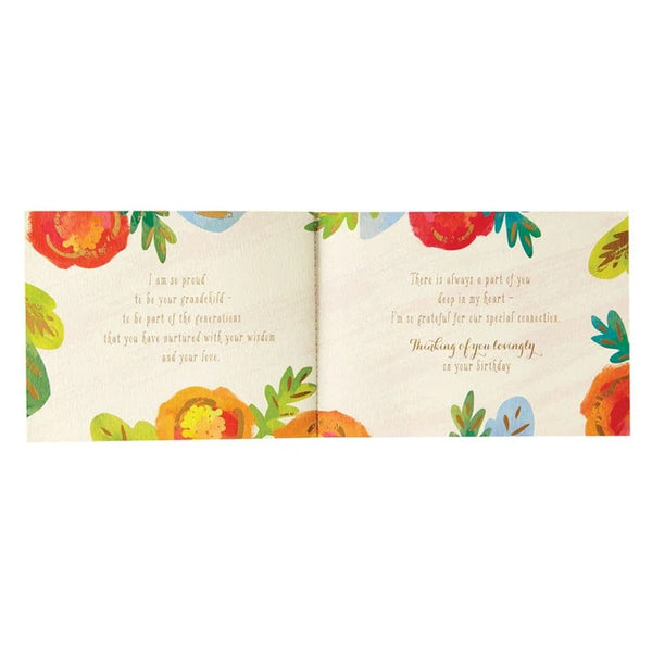 Luxury Birthday Greeting Card - Grandma With Flowers and Gold