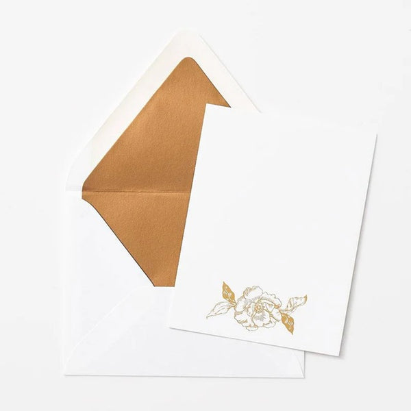 10 ct. Note Cards - Gold Floral
