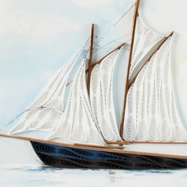 Luxury Blank Greeting Card - Quilled Sailboat