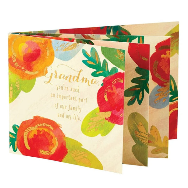 Luxury Birthday Greeting Card - Grandma With Flowers and Gold