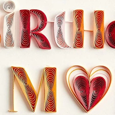 Luxury Birthday Greeting Card - Quilled Mom with Flowers
