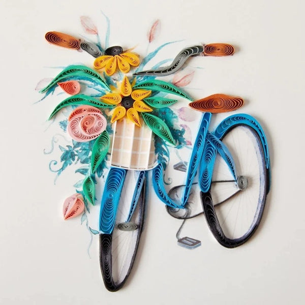 Luxury Blank Greeting Card - Quilled Bicycle