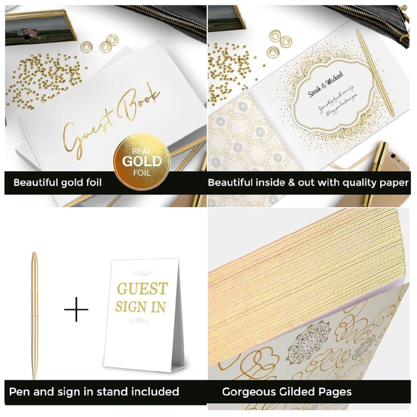 White and Gold Guest Book
