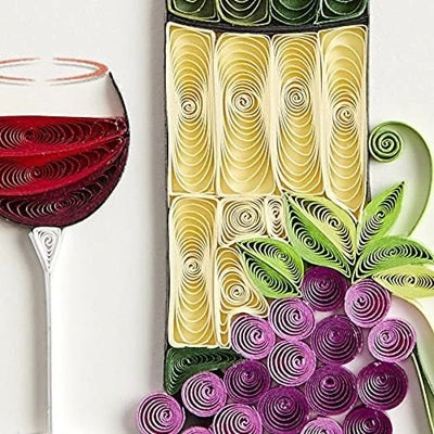 Luxury Birthday Greeting Card - Quilled Wine Bottle