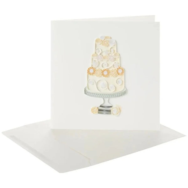 Luxury Wedding Greeting Card - Quilled Wedding Cake