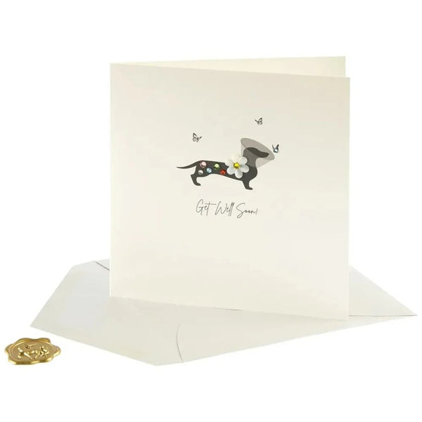 Luxury Get Well Greeting Card - Dog in Cone