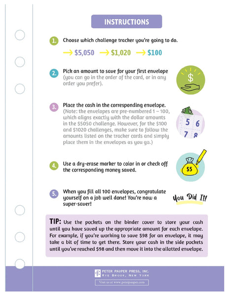 My 100 Envelope Savings Challenge Binder