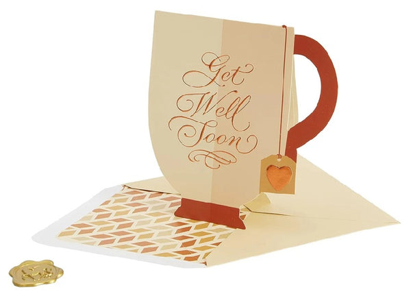 Luxury Get Well Greeting Card - Die-Cut Tea Cup