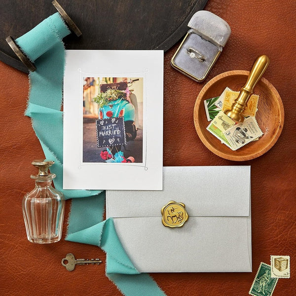 Luxury Wedding Greeting Card - Vespa Photo