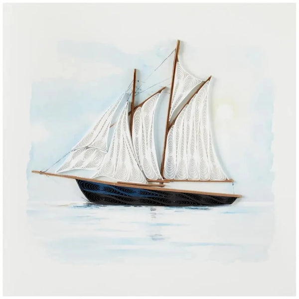 Luxury Blank Greeting Card - Quilled Sailboat
