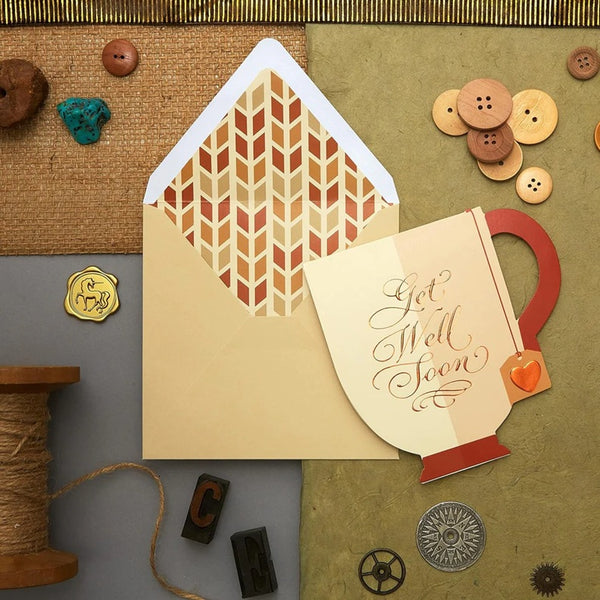 Luxury Get Well Greeting Card - Die-Cut Tea Cup
