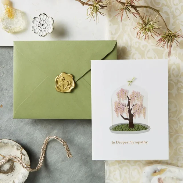 Luxury Sympathy Greeting Card - Wisteria Tree in Cloche