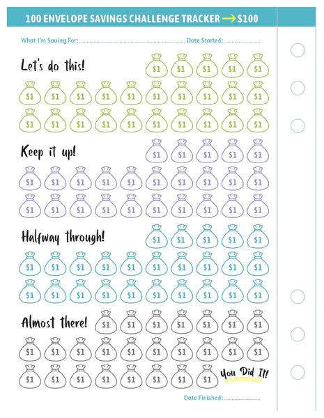 My 100 Envelope Savings Challenge Binder