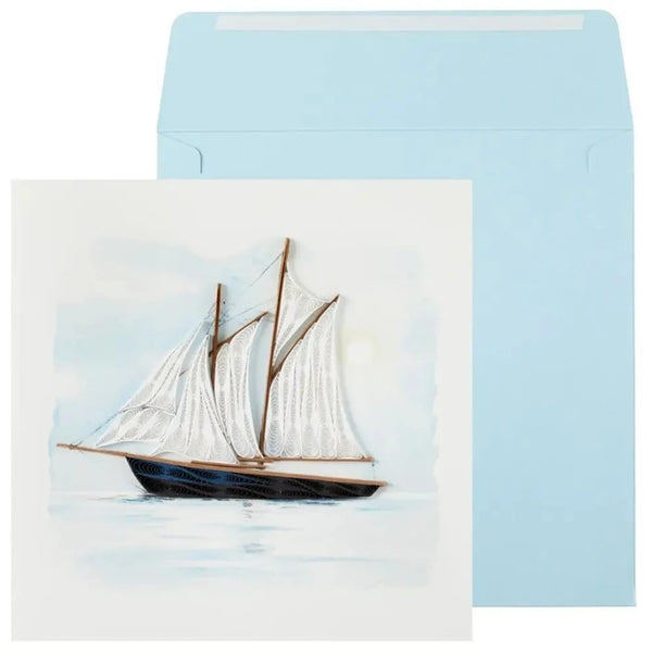Luxury Blank Greeting Card - Quilled Sailboat