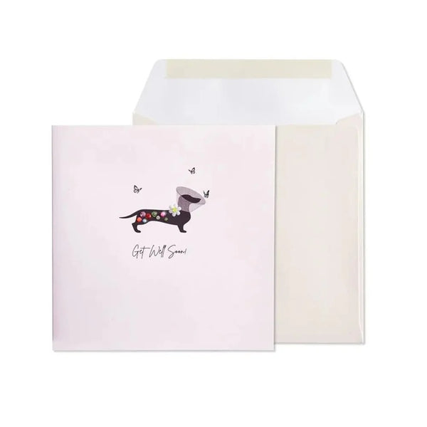 Luxury Get Well Greeting Card - Dog in Cone