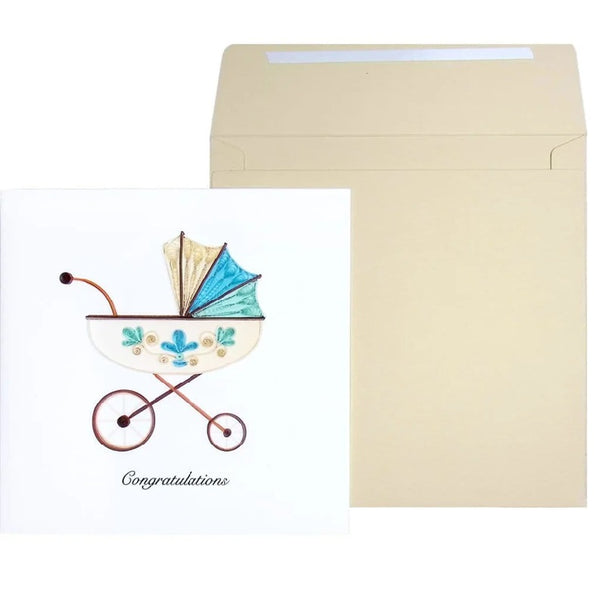 Luxury New Baby Greeting Card - Quilled Bassinet Congrats