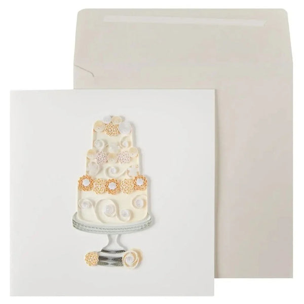 Luxury Wedding Greeting Card - Quilled Wedding Cake