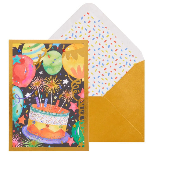Luxury Birthday Greeting Card - Birthday Icons on Black