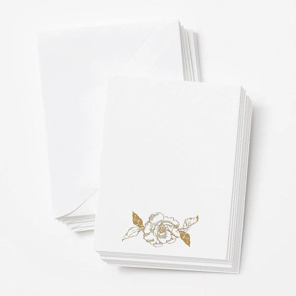 10 ct. Note Cards - Gold Floral